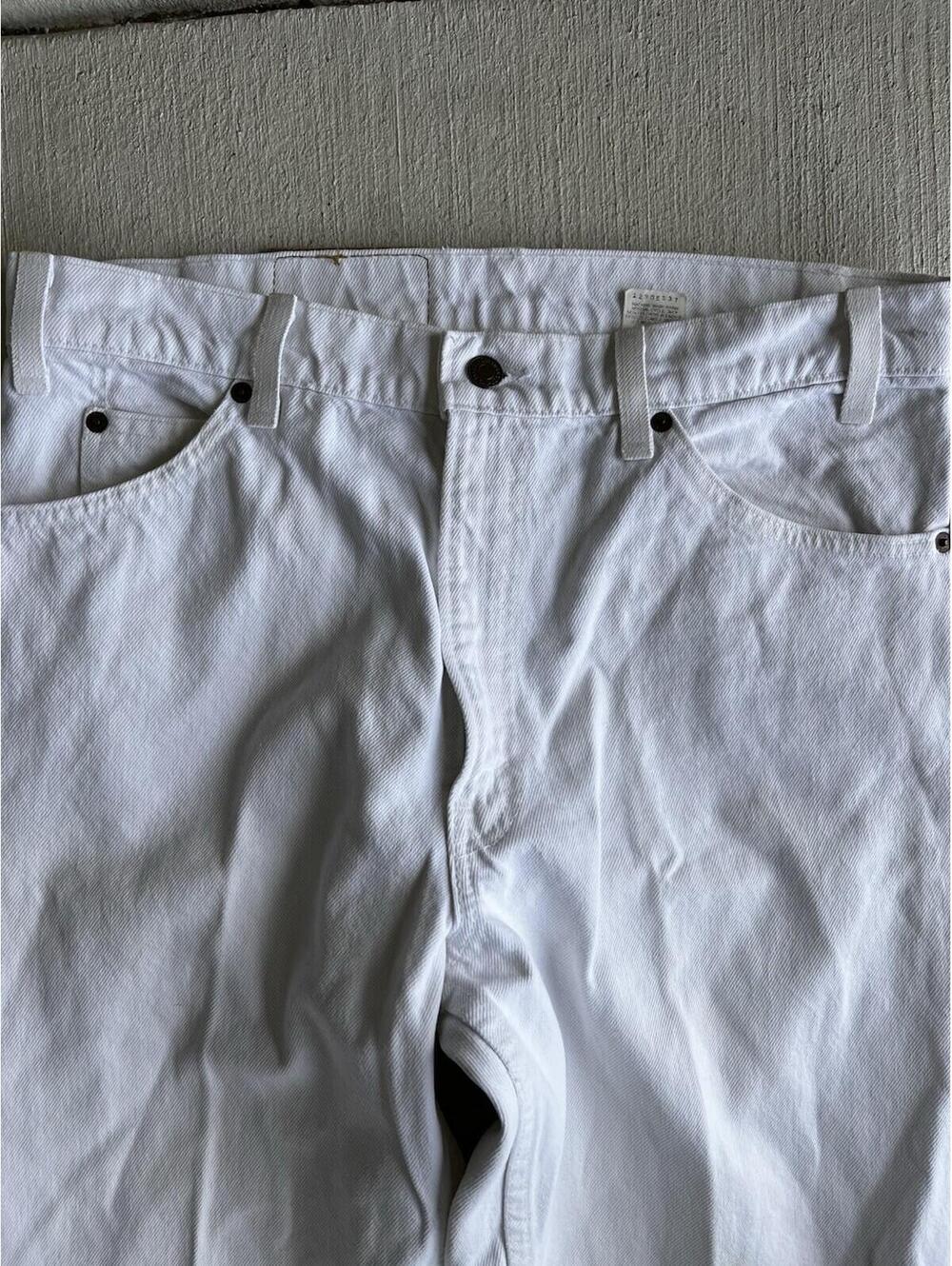 Vintage Levis 550 White Denim Jeans Made in USA Relaxed Taper Size 34x36 90s - Picture 2 of 7